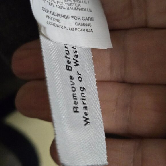 J.Crew Wool Blend Wrap Cardigan Jacket Gray Navy Trim Pockets Size S - Picture 7 of 7